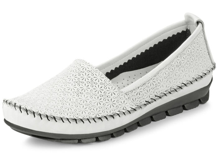 Gemini mockasin tofflor med fantastisk prägling VIT