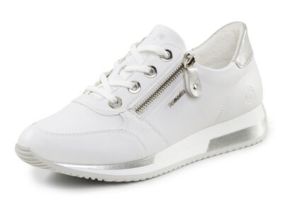 Remonte-sneakers med snörning och skimrande silverfärgad kontrastkant, , large