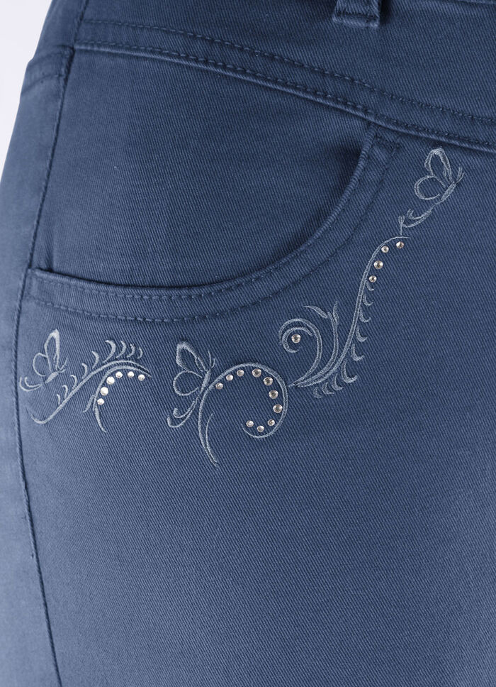 Byxor med glittrande strass JEANSBLÅ