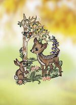 F&ouml;nsterbild med en hjortfawn 