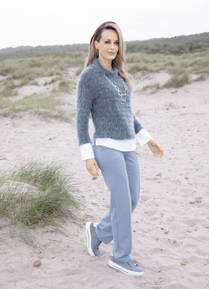 Tröja i 2-i-1-look DENIM-RÖKBLÅ-SVART-VIT