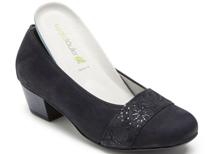 Waldläufer, bekväma dampumps, vidd K, med uttagbar fotbädd SVART-VITT