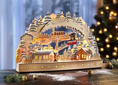 Ljusb&aring;ge i tr&auml; med LED-belysning 