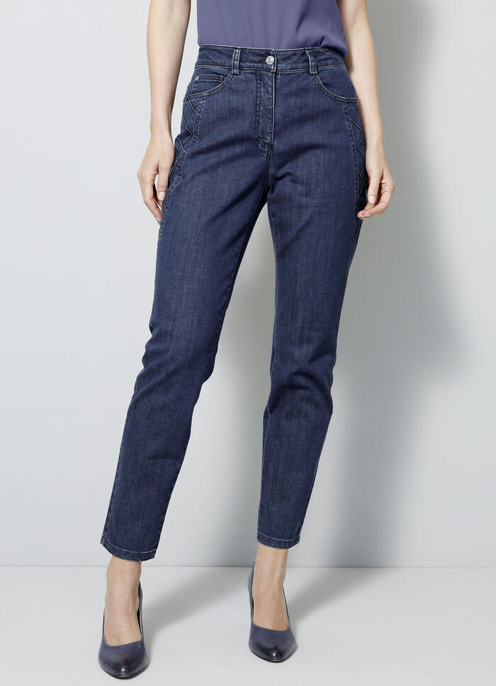 Ankellånga jeans i 5-ficksform 