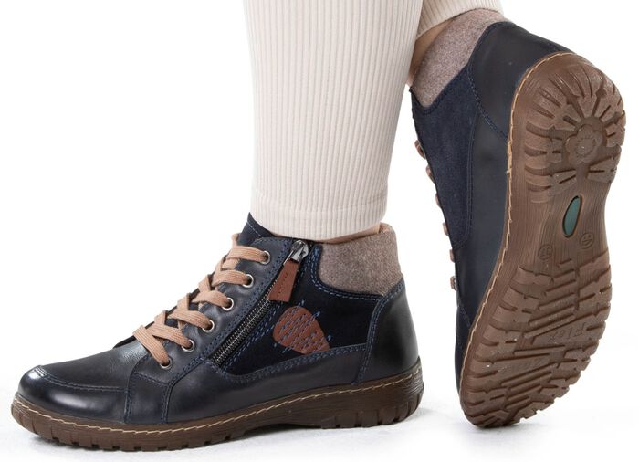 ELENA EDEN skosko med sn&ouml;rning av l&auml;dermaterialmix 