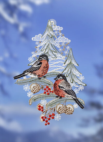 Fönsterbild par domherrar från Plauener Spitze 