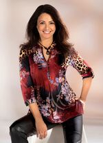 Skjorttunika med briljant f&auml;rgat tryck 