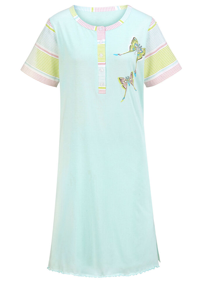 Förpackning med två nattlinnen, korta ärmar med knappslå 1X MINT, 1X BLEKT ROSA