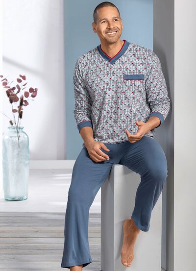 V-ringad pyjamas med &ouml;ppna manschetter 