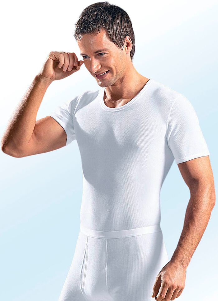 Schiesser dubbelribbad pulloverjacka, vit 