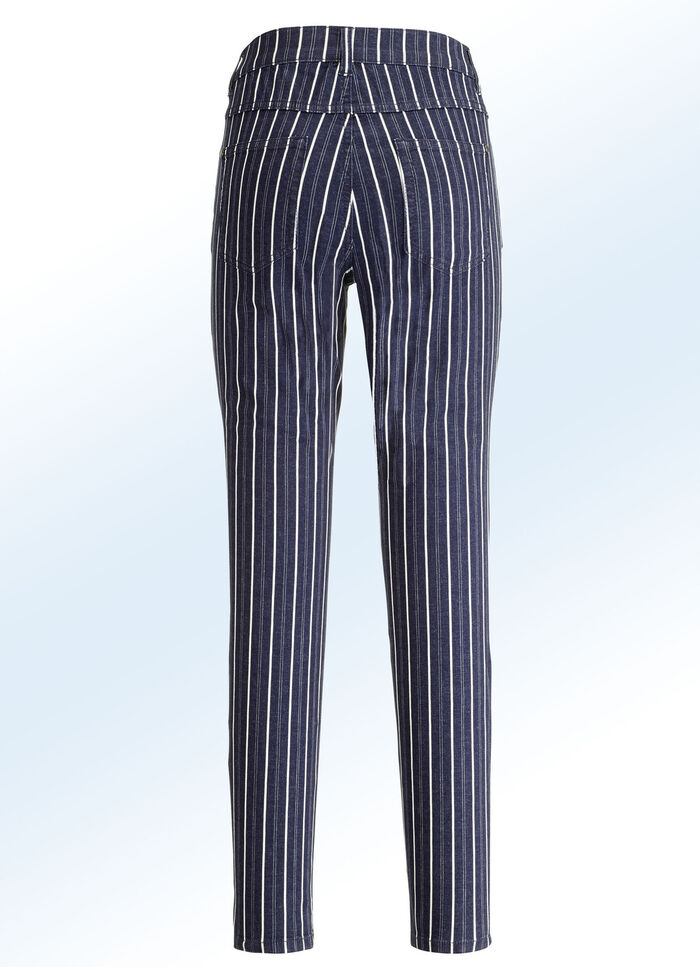 Jeans i distinkt randig design M&Ouml;RKBL&Aring; ECRU