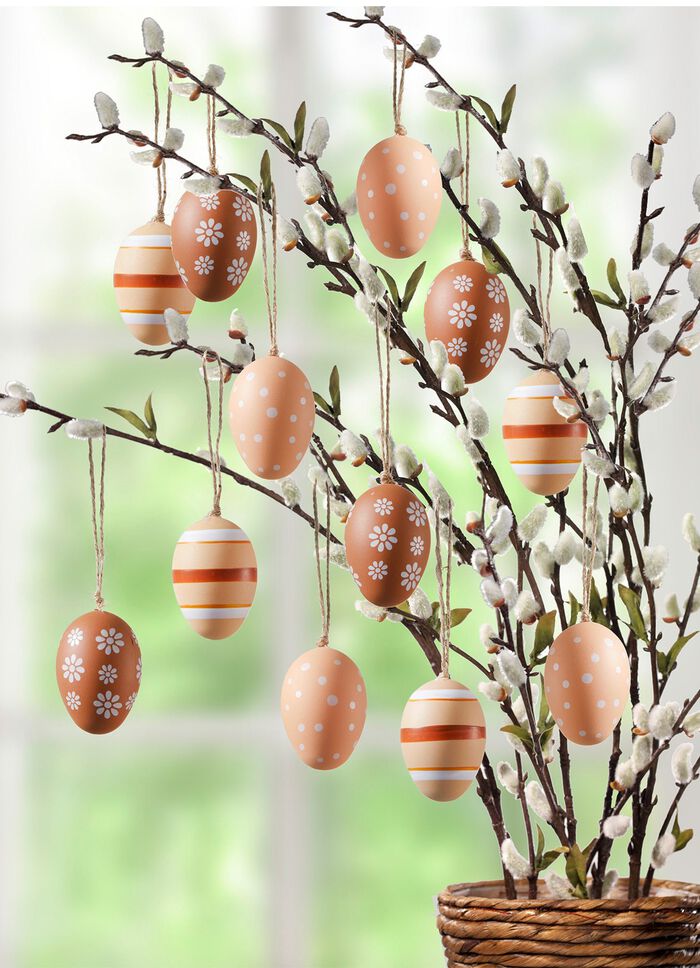 P&aring;sk&auml;gg med v&aring;rmotiv, set om 12 st NATUR