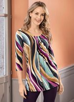 Skjorta med 3/4-&auml;rmar LILA-BRUN-MINT