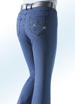 Jeans dekorerade med gnistrande strass, 