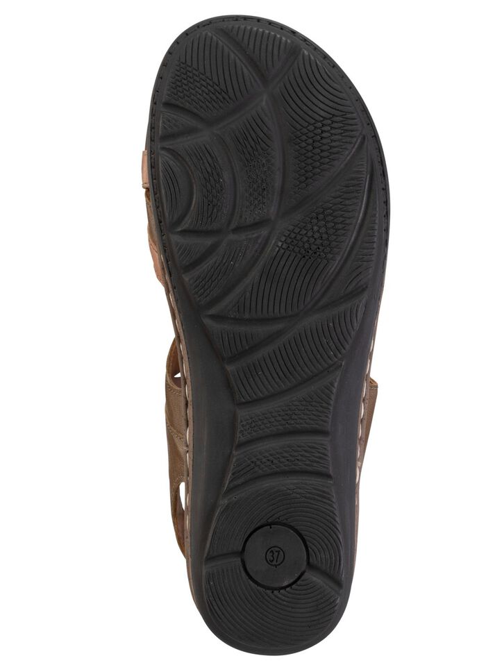 ELENA EDEN sandal av nappal&auml;der med kontrasterande detaljer BRUNT