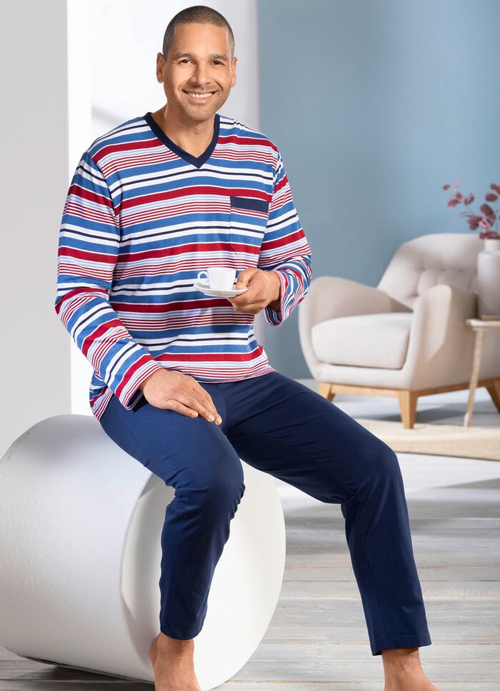 Tv&aring;pack pyjamas med v-ringning och &ouml;ppna f&aring;llar 