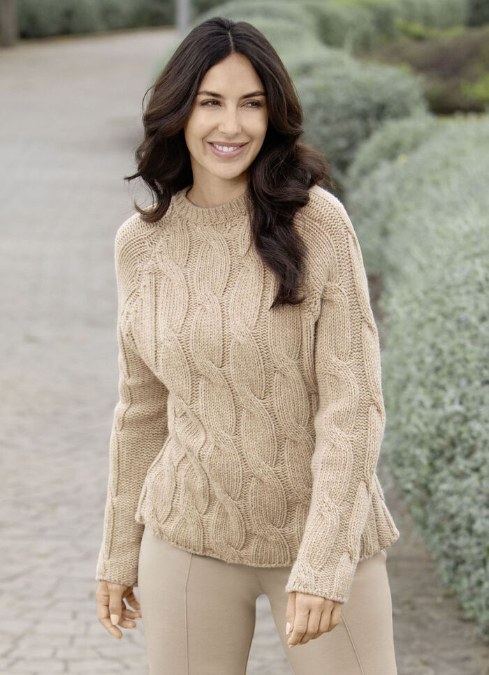 Grovstickad tröja BEIGE