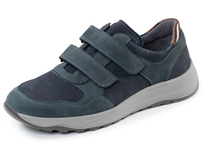 Waldläufer, bekväma herrtofflor, bredd K, med uttagbar fotbädd MARINE