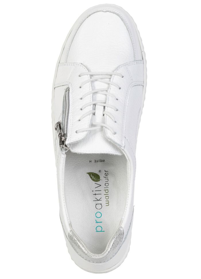 Waldl&auml;ufer, bekv&auml;ma damskor med sn&ouml;rning, bredd H, med uttagbar fotb&auml;dd WEISS-SILBER