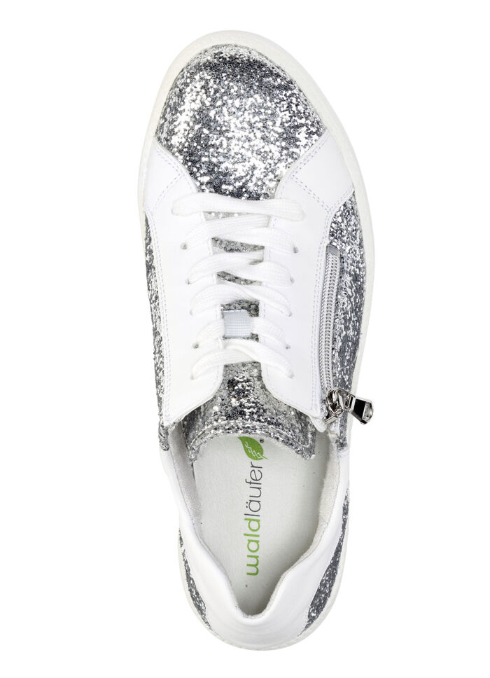Waldläufer sneakers med spritt glitter och leopardtryck SVART-VITT