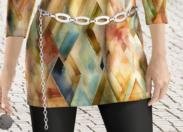 Modernt kedjebälte med tryckknapp för damer SILVER