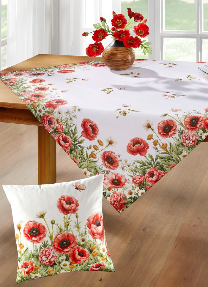 Bord- och rumsdekoration med vallmomotiv 