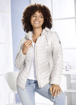 Kort jacka med en slående minimal design BEIGE-VITT