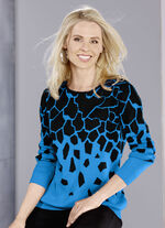 Jumper i jacquarddesign AZURBLAU-SCHWARZ