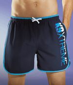 Badshorts med passpoaler och tryck p&aring; sidan, mikrofiber 