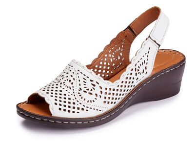 ELENA EDEN-sandal i luftigt, perforerat och skuggat nappal&auml;der av ko 