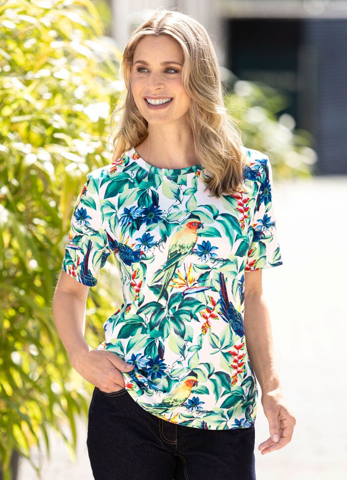 Skjorta med papegojmotiv 