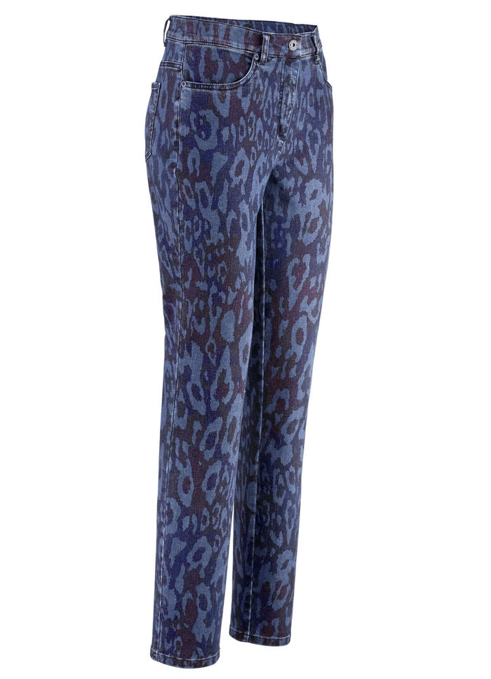 Jeans med trendig djurpälsdesign 