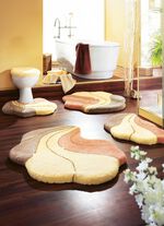 Badrumsset fr&aring;n Grund med guldglittergarn APRIKOS