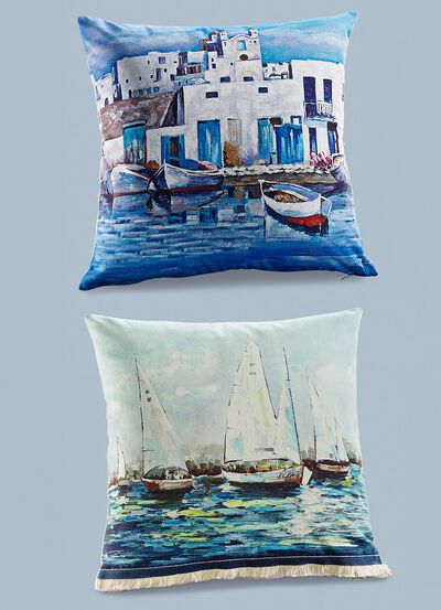 Kuddfodral med vackra maritima m&ouml;nster 