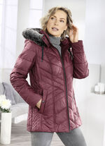 Jacka med avtagbar fuskp?lskant p? luvan 