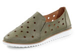 ELENA EDEN tofflor i mjukt nappaläder med perforeringar KHAKI