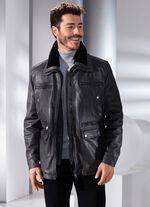 L&auml;derjacka med avtagbar krage i fuskp&auml;ls 