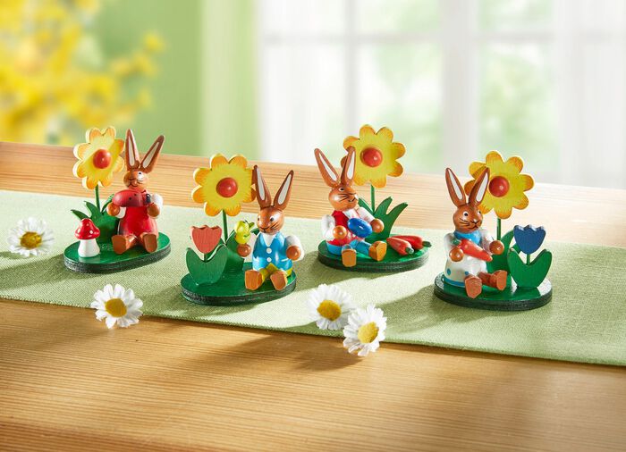 Kaniner i tr&auml;, 4-pack 