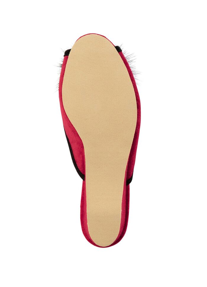 ELENA EDEN mulor med svart fuskp&auml;ls pompom R&Ouml;D