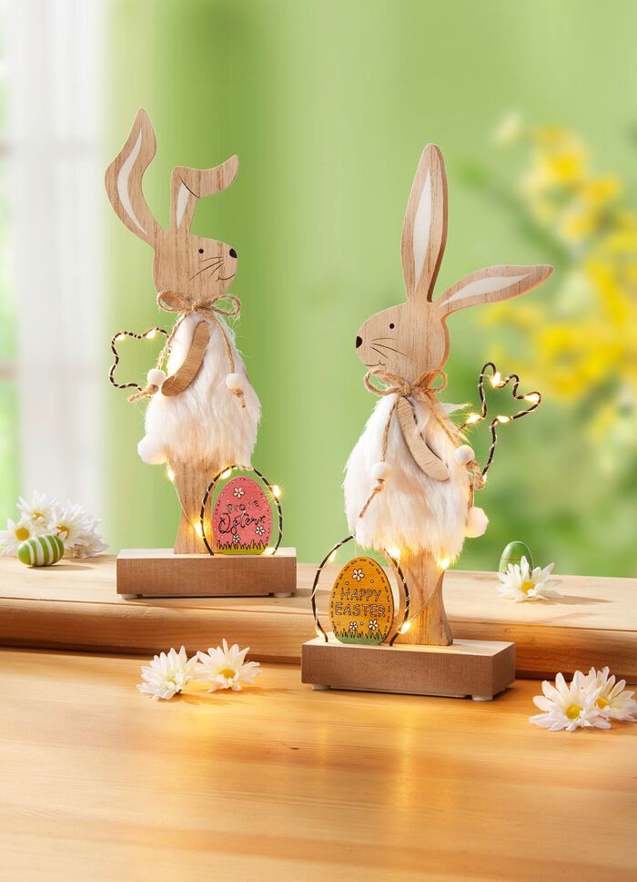 Upplysta tr&auml;kaniner, set om 2 