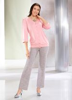 Skjortblus med hel knappsl&aring; i 2 f&auml;rger ROS&Eacute;