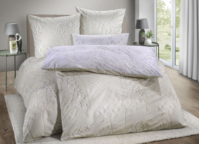 Vändbart sängklädesset tillverkat av 100 % bomull BEIGE