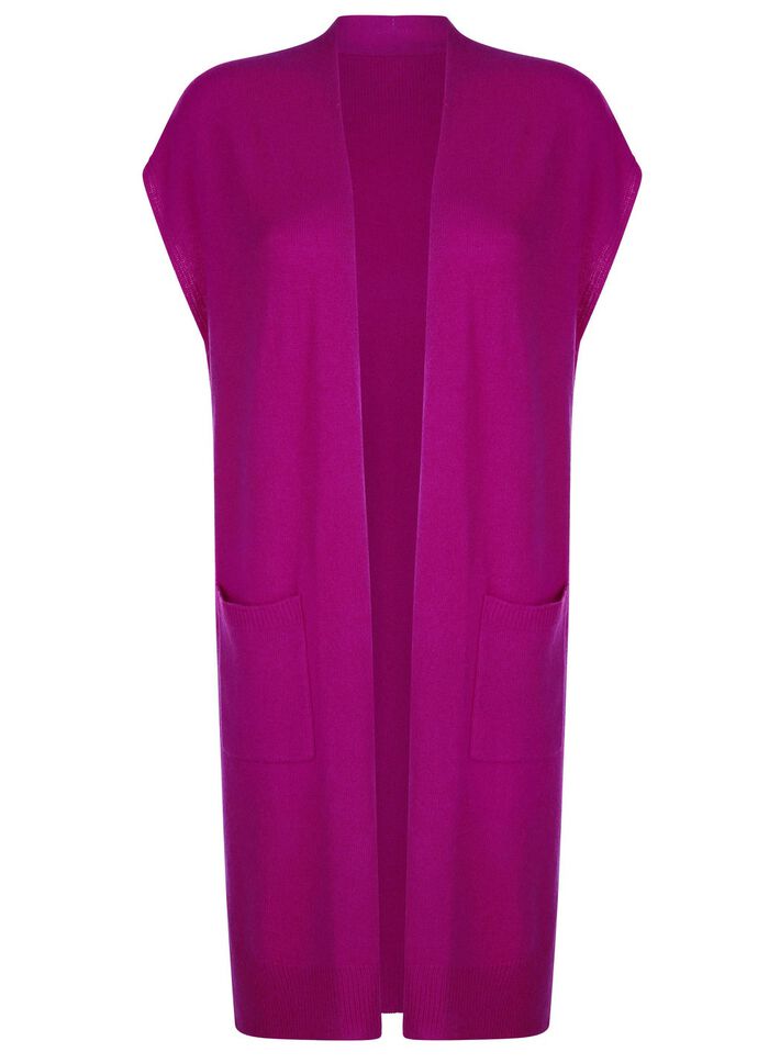 L&aring;ng stickad kashmirv&auml;st CYKLAMEN