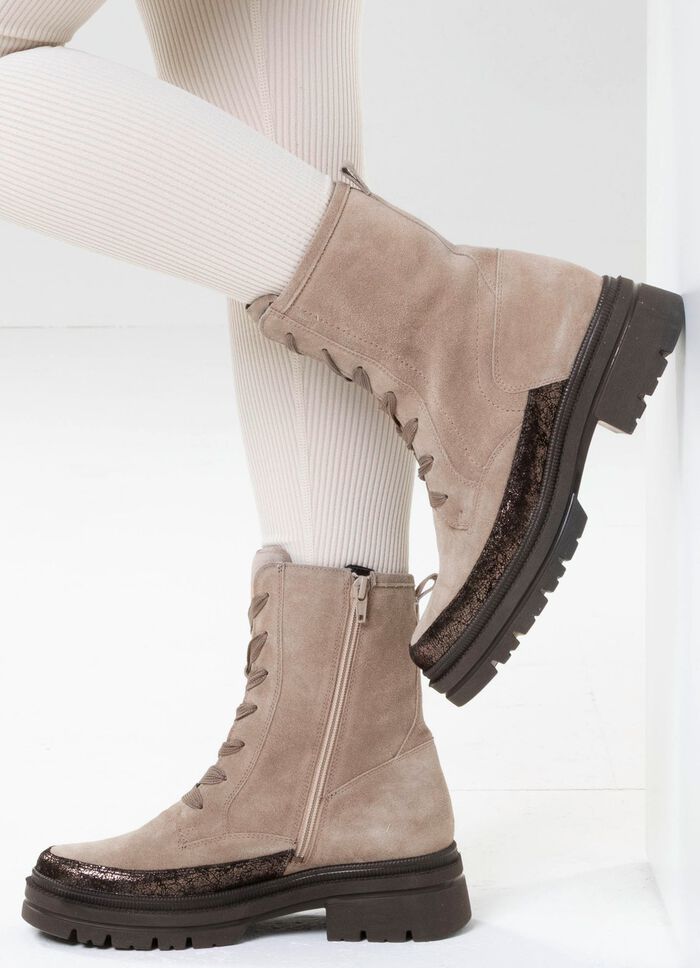 Waldl&auml;ufer, bekv&auml;ma damst&ouml;vlar, vinterskor, bredd H, med uttagbar fotb&auml;dd TAUPE