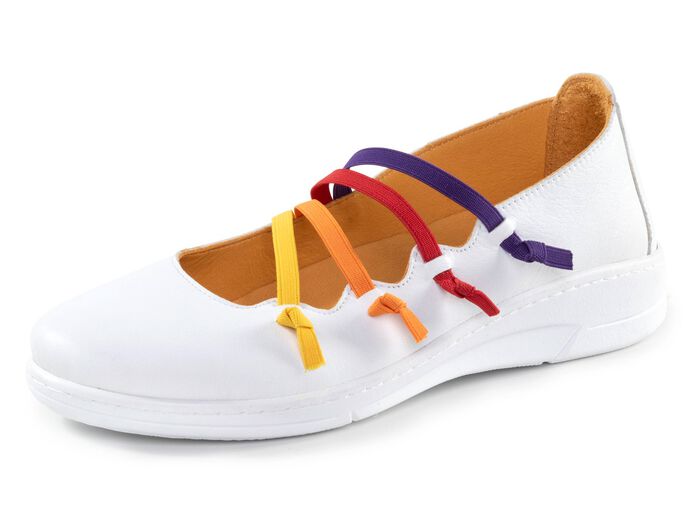 Andrea Conti tofflor med f&auml;rgglada, dekorativa elastiska band 