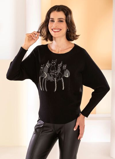 Pullover i mjuk, finstickad 