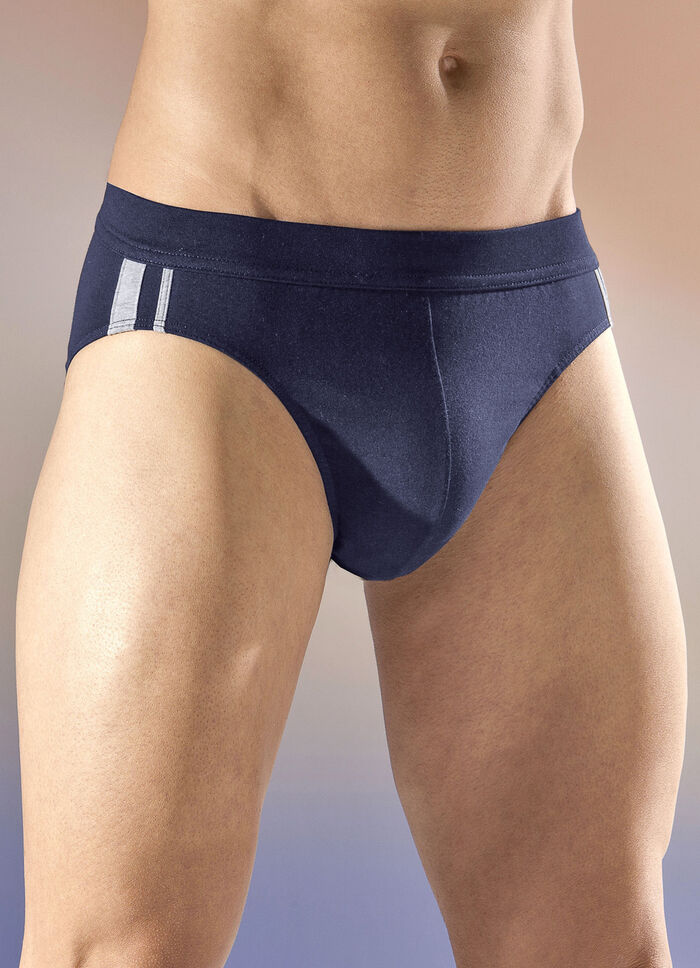 Schiesser tre-pack trosor med kontrasterande ränder 1X MARINBLÅ, 1X GRÅMELERAD, 1X SVART