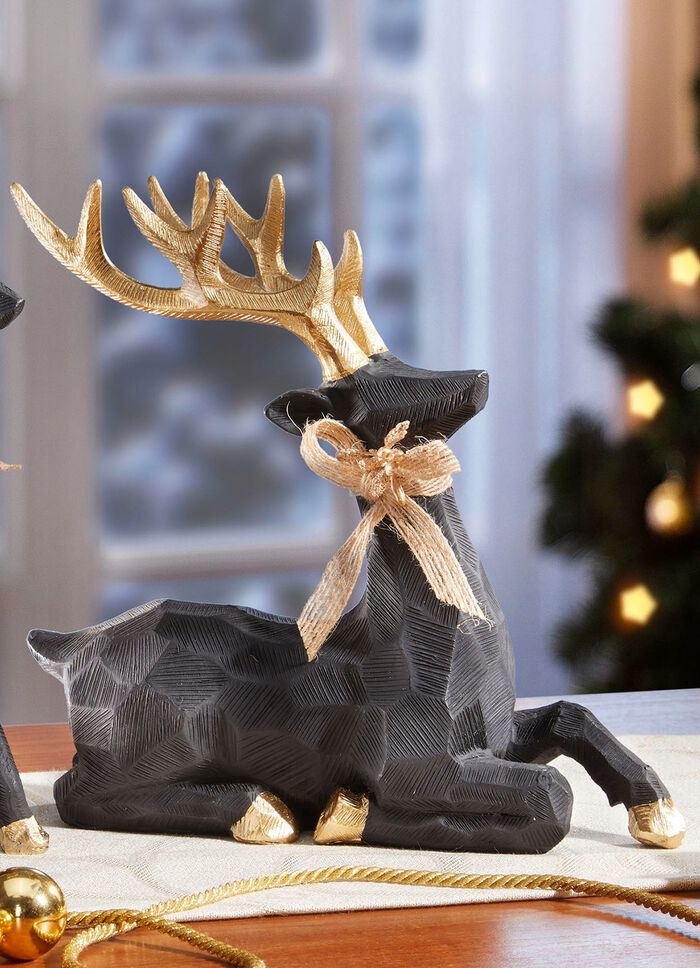 R&aring;djur med hovar och horn i guldf&auml;rg SCHWARZ