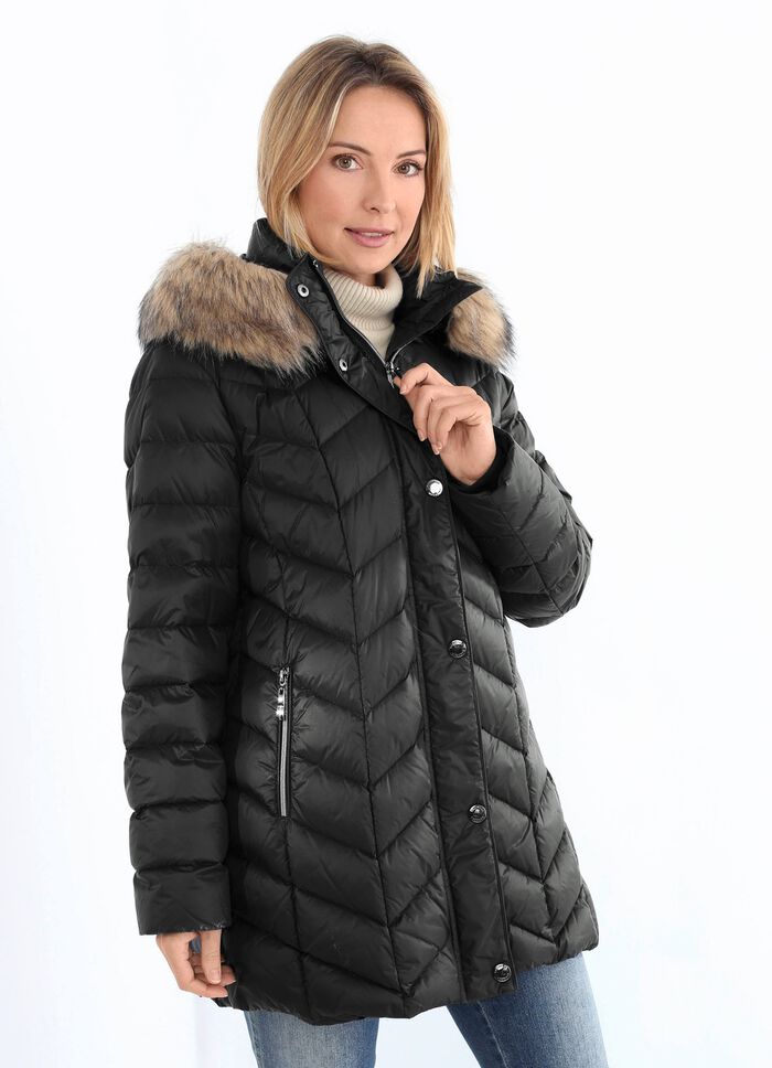 Dunjacka med avtagbar huva 