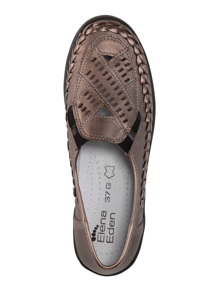 ELENA EDEN tofflor med luftigt genombrutna m&ouml;nster och fl&auml;tad &ouml;ppning BRONS